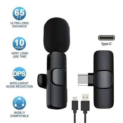 K8 Universal Plug Type-C Wireless Microphone with Mini Cable for Phone/Mobile Devices